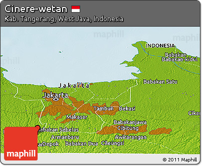 Physical Panoramic Map of Cinere-wetan