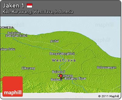 Physical Panoramic Map of Jaken 1
