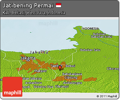Physical Panoramic Map of Jatibening Permai