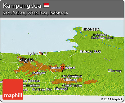Physical Panoramic Map of Kampungdua