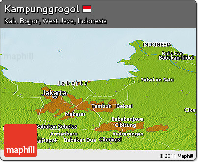 Physical Panoramic Map of Kampunggrogol
