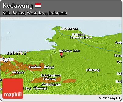 Physical Panoramic Map of Kedawung