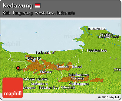 Physical Panoramic Map of Kedawung