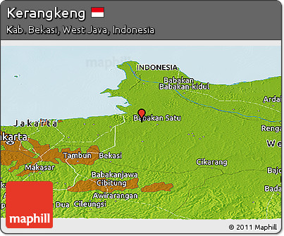 Physical Panoramic Map of Kerangkeng