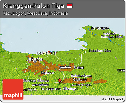 Physical Panoramic Map of Kranggan-kulon Tiga