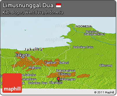 Physical Panoramic Map of Limusnunggal Dua