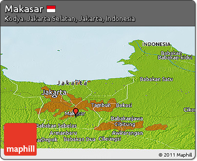 Physical Panoramic Map of Makasar