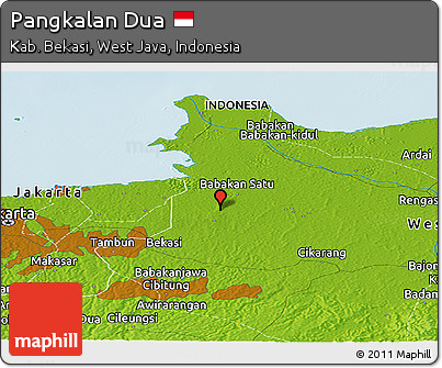 Physical Panoramic Map of Pangkalan Dua