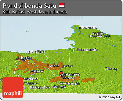 Physical Panoramic Map of Pondokbenda Satu