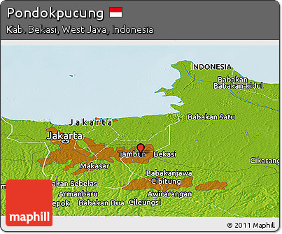 Physical Panoramic Map of Pondokpucung