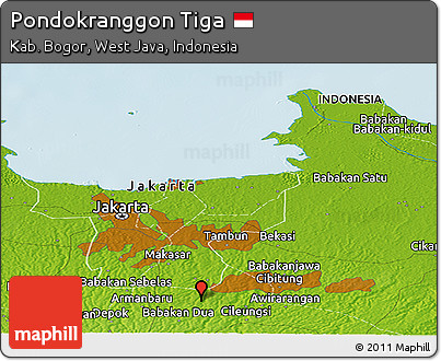 Physical Panoramic Map of Pondokranggon Tiga