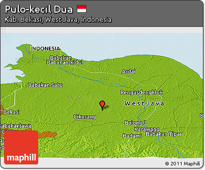 Physical Panoramic Map of Pulo-kecil Dua