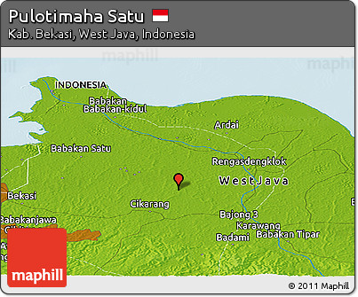 Physical Panoramic Map of Pulotimaha Satu