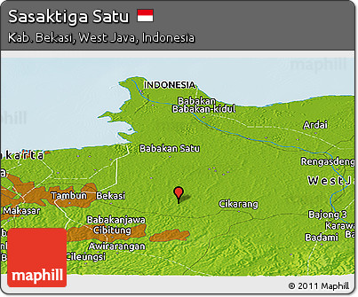 Physical Panoramic Map of Sasaktiga Satu