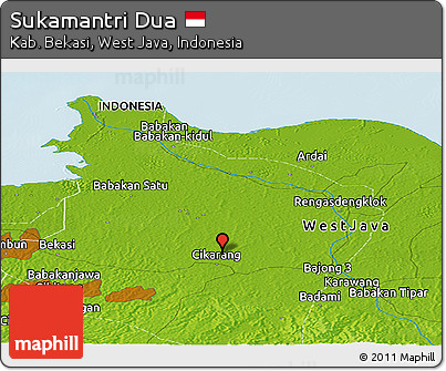 Physical Panoramic Map of Sukamantri Dua