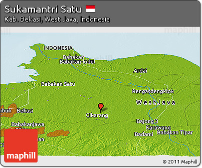 Physical Panoramic Map of Sukamantri Satu