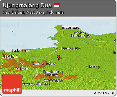 Physical Panoramic Map of Ujungmalang Dua