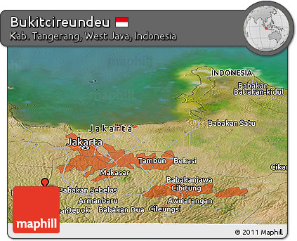 Satellite Panoramic Map of Bukitcireundeu