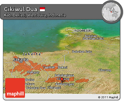 Satellite Panoramic Map of Cikiwul Dua