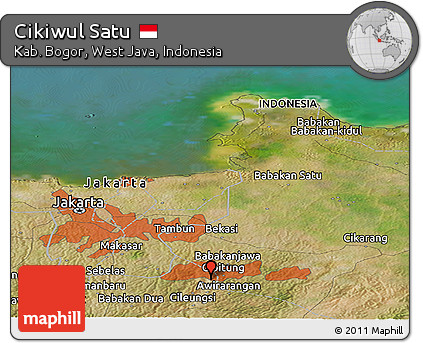 Satellite Panoramic Map of Cikiwul Satu