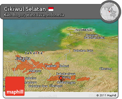Satellite Panoramic Map of Cikiwul Selatan