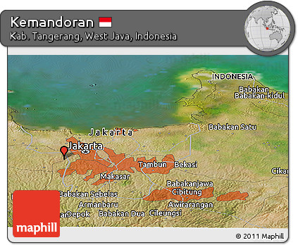 Satellite Panoramic Map of Kemandoran