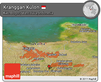 Satellite Panoramic Map of Kranggan Kulon