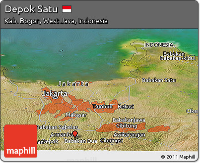 Satellite Panoramic Map of Depok Satu