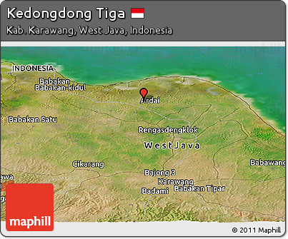 Satellite Panoramic Map of Kedongdong Tiga