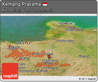 Satellite Panoramic Map of Kemang Pratama