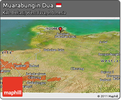 Satellite Panoramic Map of Muarabungin Dua
