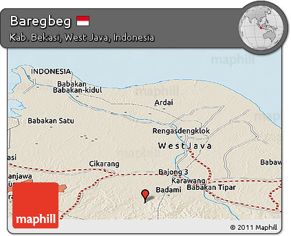 Shaded Relief Panoramic Map of Baregbeg
