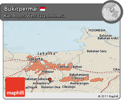Shaded Relief Panoramic Map of Bukitpermai