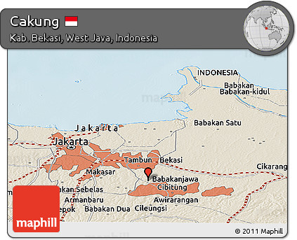 Shaded Relief Panoramic Map of Cakung