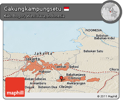 Shaded Relief Panoramic Map of Cakungkampungsetu