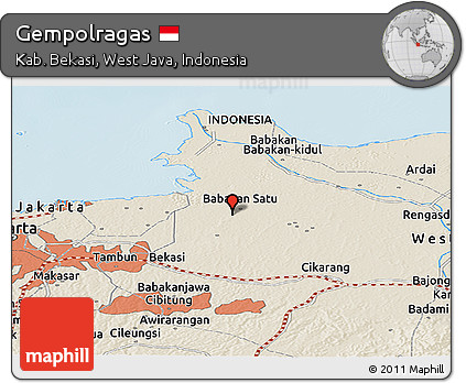 Shaded Relief Panoramic Map of Gempolragas