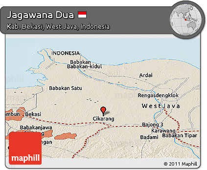 Shaded Relief Panoramic Map of Jagawana Dua