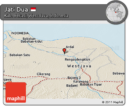 Shaded Relief Panoramic Map of Jati Dua