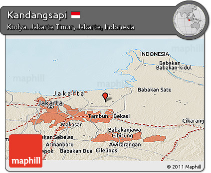 Shaded Relief Panoramic Map of Kandangsapi