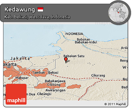 Shaded Relief Panoramic Map of Kedawung