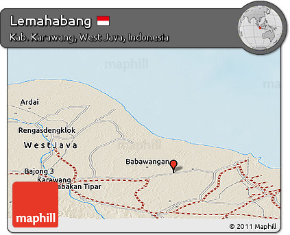 Shaded Relief Panoramic Map of Lemahabang