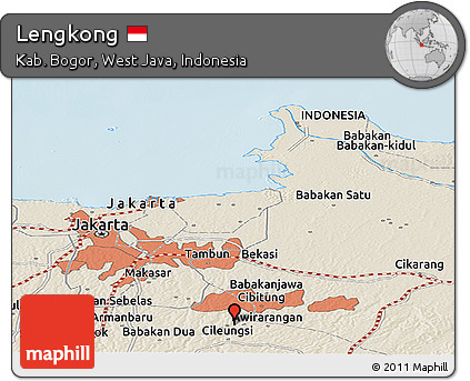 Shaded Relief Panoramic Map of Lengkong
