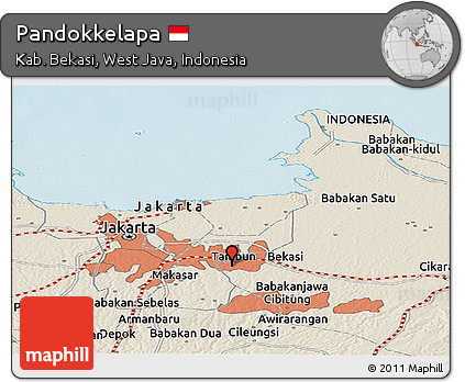 Shaded Relief Panoramic Map of Pandokkelapa