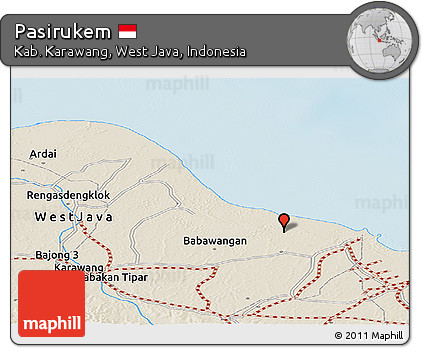 Shaded Relief Panoramic Map of Pasirukem