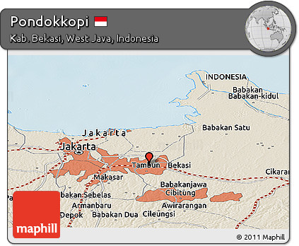 Shaded Relief Panoramic Map of Pondokkopi