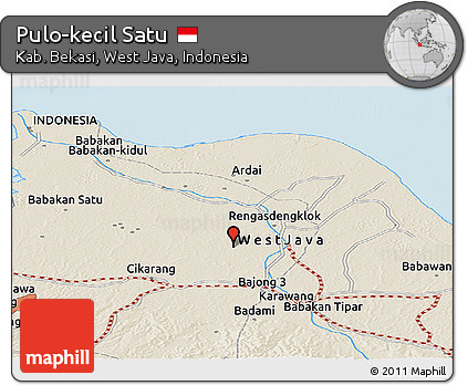 Shaded Relief Panoramic Map of Pulo-kecil Satu