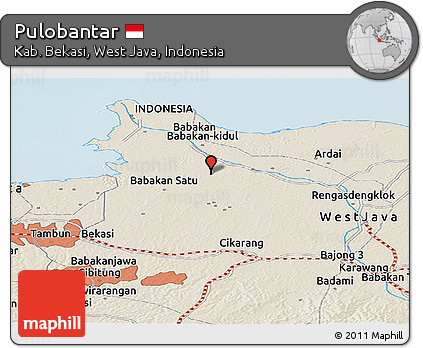 Shaded Relief Panoramic Map of Pulobantar
