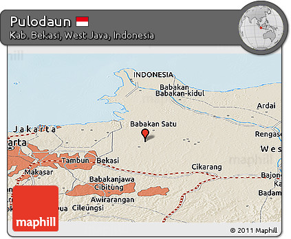 Shaded Relief Panoramic Map of Pulodaun