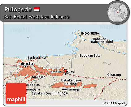 Shaded Relief Panoramic Map of Pulogede