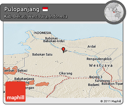 Shaded Relief Panoramic Map of Pulopanjang